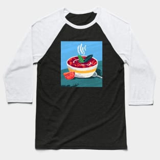 Steam rises from bowl of tomato soup Baseball T-Shirt